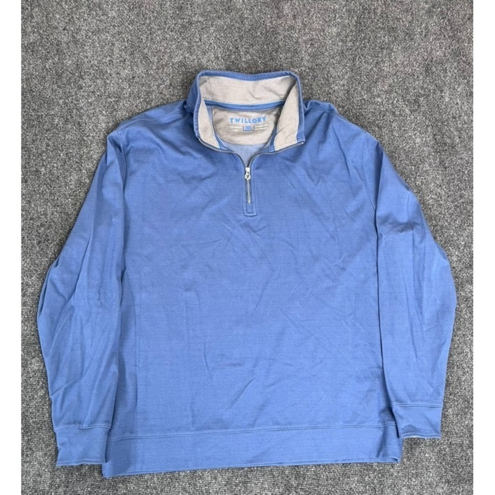 Twillory Sweater Mens Blue Quarter Zip Pullover Tailored‎ For Performance Sz 2XL